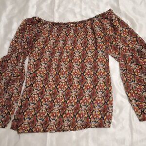 Joel women's sheer long sleeves top geometric multicolor size XXL